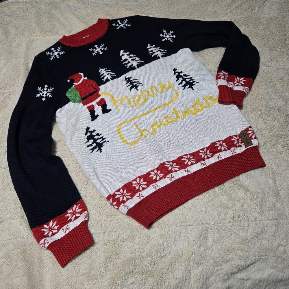 Tipsy Elves Christmas Sweater Naughty Santa ugly sweater contest yellow snow, L